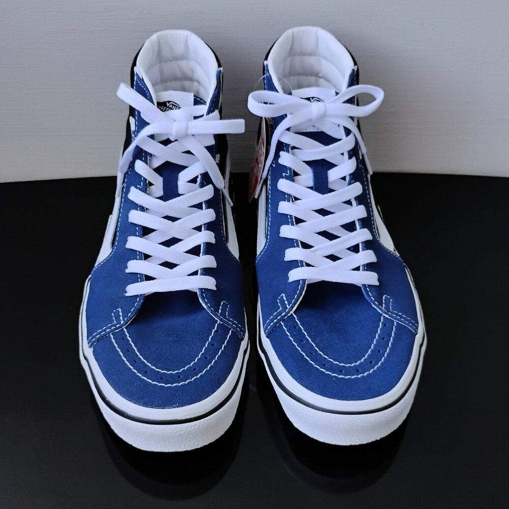 Vans Men Sk8-Hi Bolt Suede/Canvas High Top Sneaker in Beautiful True Blue/Black - Picture 3 of 13